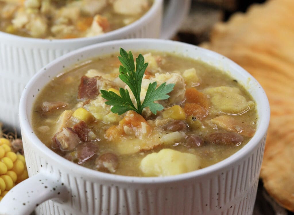 Comfort, warm and cozy chicken of the woods minestra soup.